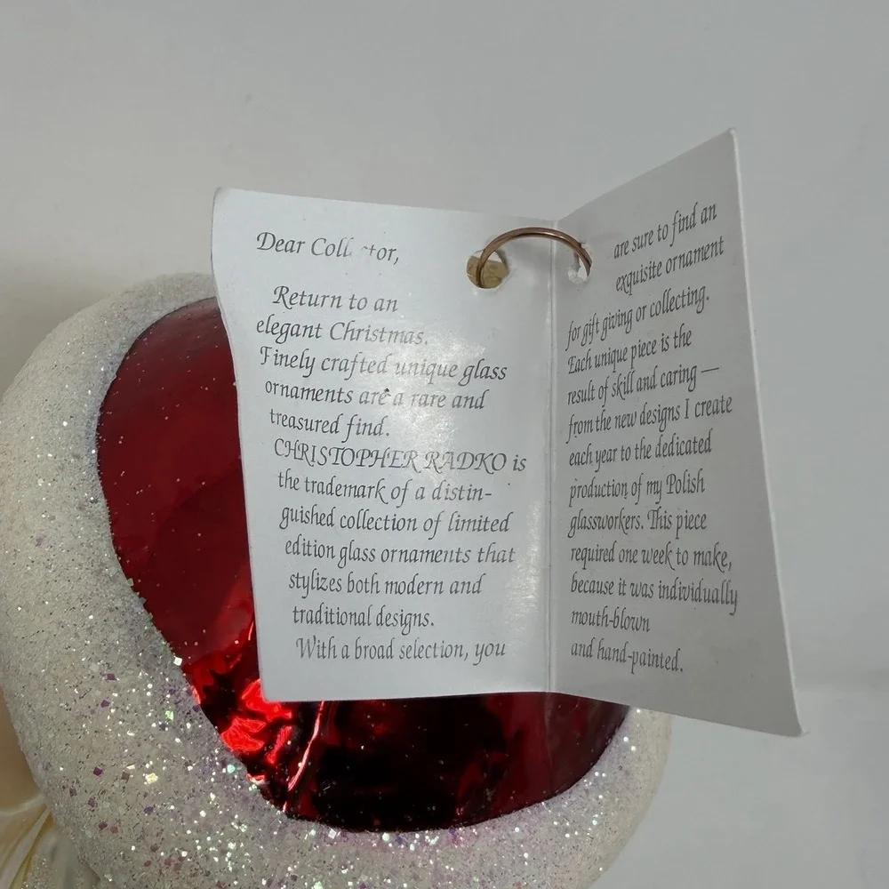 Christopher Radko 1996 Santa Face Head Glass Ornament White Beard w/ Box & Tag